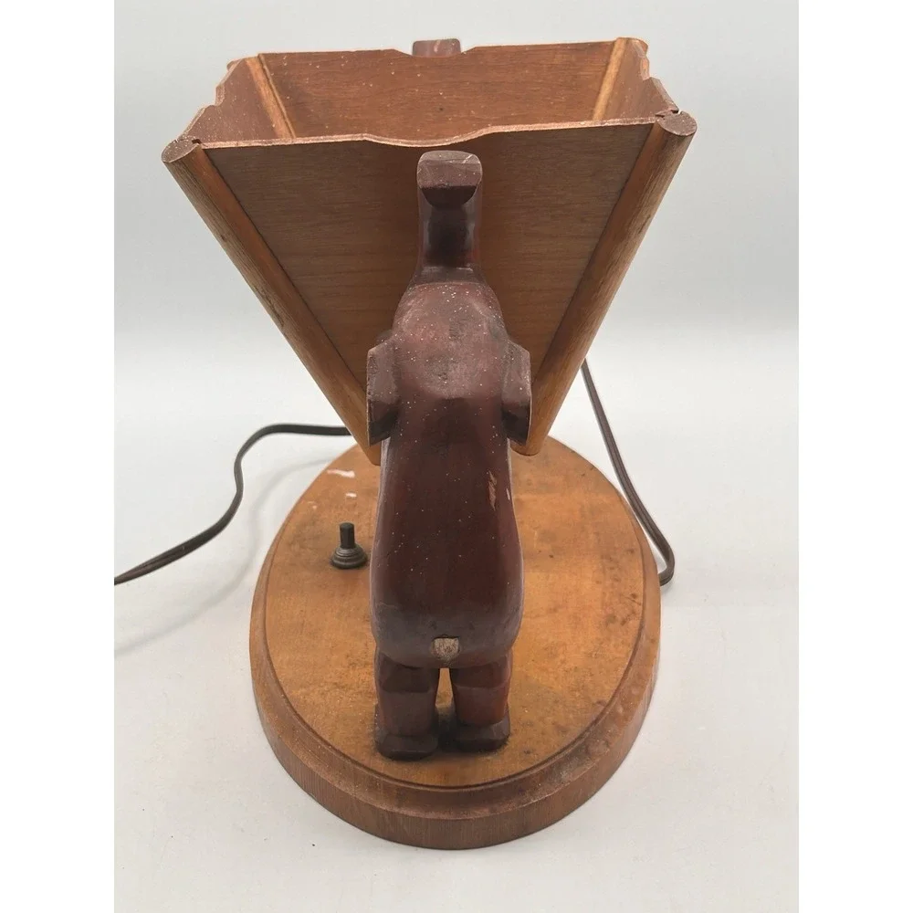 Vintage‎ Handmade Wooden Elephant Planter Lamp